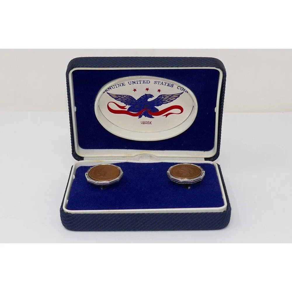 Swank 1905 1906 Indian Head Penny Coin Cufflinks